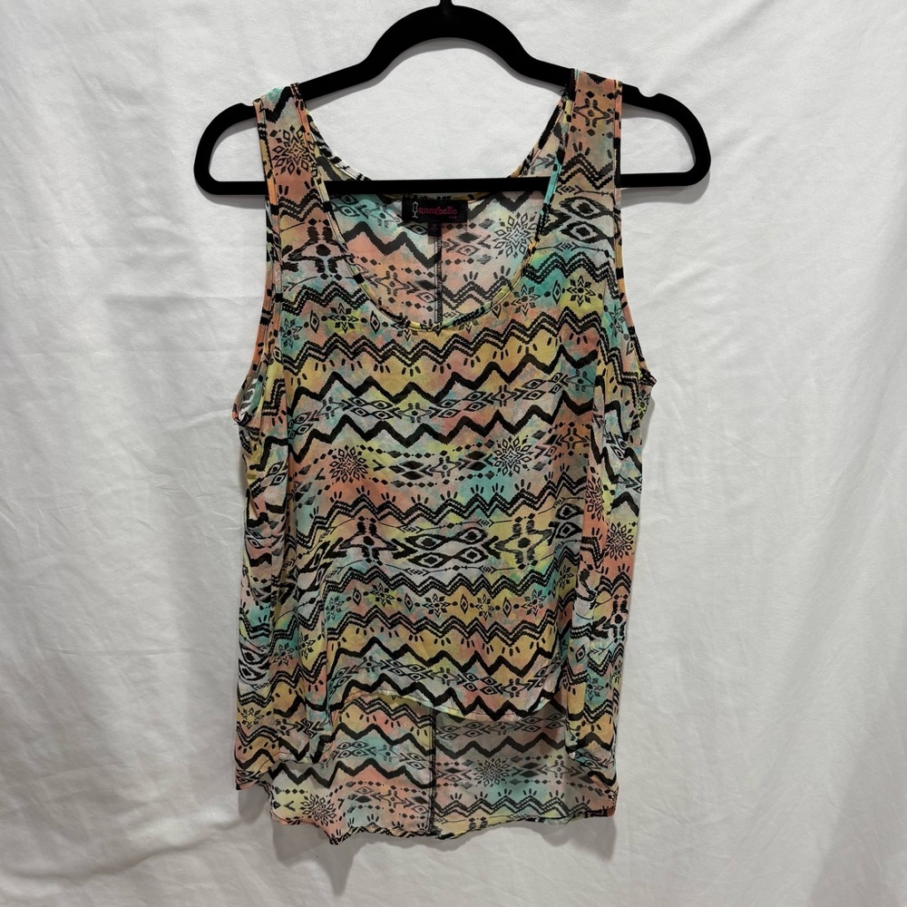 Annabelle Tribal Aztec Sleeveless Chiffon Top‎ Blouse M Bold Lightweight Shirt